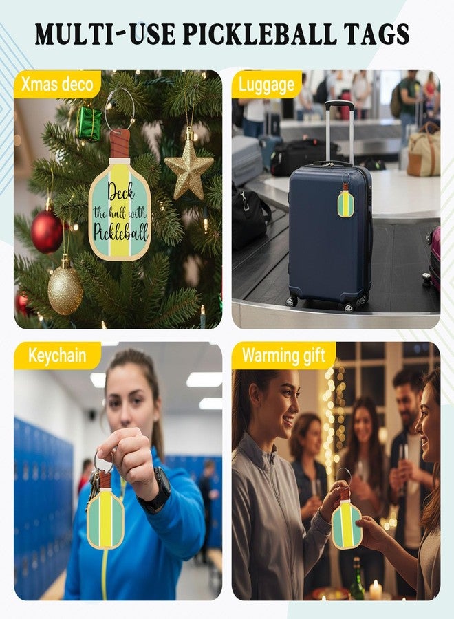 DWATAN 12 Pack Pickleball Gifts Luggage Tags - Pickleball Ornaments for Teams Players, Men & Women. Paddle Shaped Travel Keychains Name Tags with Strap, Fun Sports Bag Accessories Party Favor - Image 4